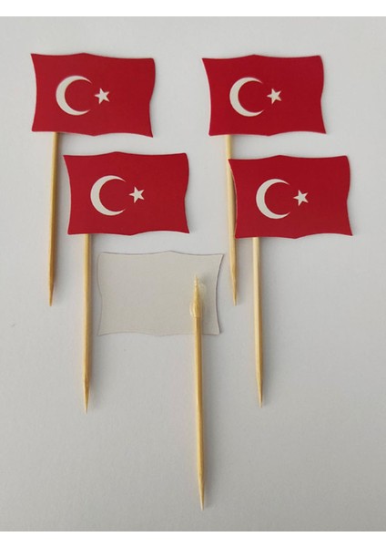 30 Adet Dekoratif Küçük Karton Ay Yıldız Baskılı Pasta Kürdanı 6,5 cm fiyatları