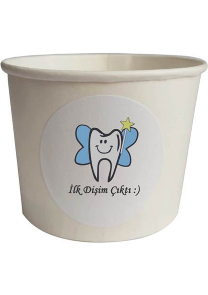 10 Adet Mavi Ilk Dişim Çıktı Baskılı Karton Kase 9X6CM - Standart Baskı fiyatları