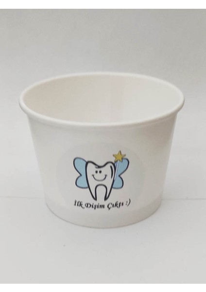 10 Adet Mavi Ilk Dişim Çıktı Baskılı Karton Kase 9X6CM - Standart Baskı modelleri