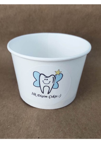 10 Adet Mavi Ilk Dişim Çıktı Baskılı Karton Kase 9X6CM - Standart Baskı fırsatları