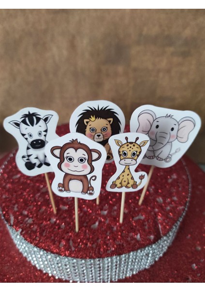 30 Adet Dekoratif Karton Orman Hayvanları Şeklinde Pasta Kürdanı 6,5 cm fiyatları