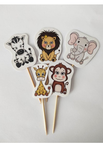 30 Adet Dekoratif Karton Orman Hayvanları Şeklinde Pasta Kürdanı 6,5 cm fırsatları