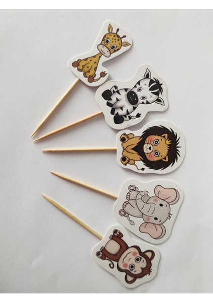 30 Adet Dekoratif Karton Orman Hayvanları Şeklinde Pasta Kürdanı 6,5 cm indirimleri
