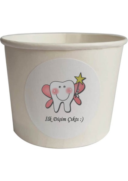 10 Adet Pembe Ilk Dişim Çıktı Baskılı Karton Kase 9X6CM - Standart Baskı fiyatları