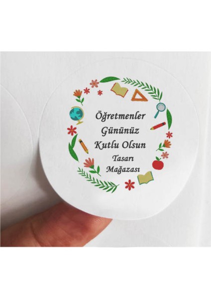 20 Adet 5 cm Özelleştirilebilir Öğretmenler Gününüz Kutlu Olsun Mat Baskılı Etiket Sticker-1