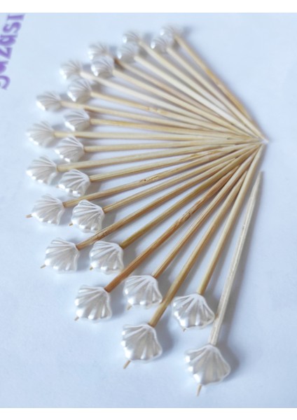 200 Adet Dekoratif Küçük Deniz Kabuğu Incili Nişan Kürdanı 6,5 cm Istiridye 30 Mm- Pasta Kürdanı fiyatları