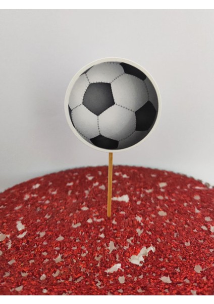 30 Adet Dekoratif Karton Futbol Topu Şeklinde Pasta Kürdanı 6,5 cm