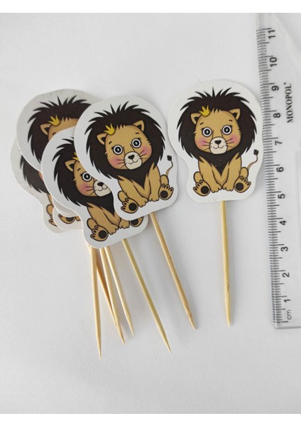 30 Adet Dekoratif Karton Sevimli Aslan Şeklinde Pasta Kürdanı 6,5 cm fiyatları