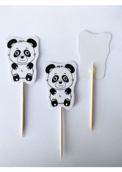 30 Adet Dekoratif Karton Sevimli Panda Şeklinde Pasta Kürdanı 6,5 cm fiyatları
