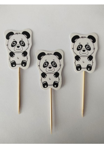 30 Adet Dekoratif Karton Sevimli Panda Şeklinde Pasta Kürdanı 6,5 cm modelleri