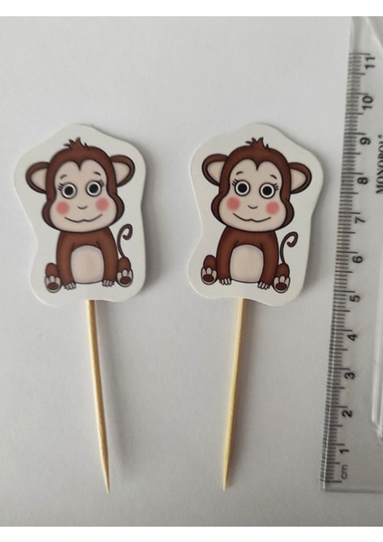 30 Adet Dekoratif Karton Sevimli Maymun Şeklinde Pasta Kürdanı 6,5 cm fiyatları