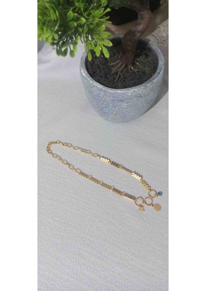 Özel Tasarım Çelik Charm Kolye - Altın