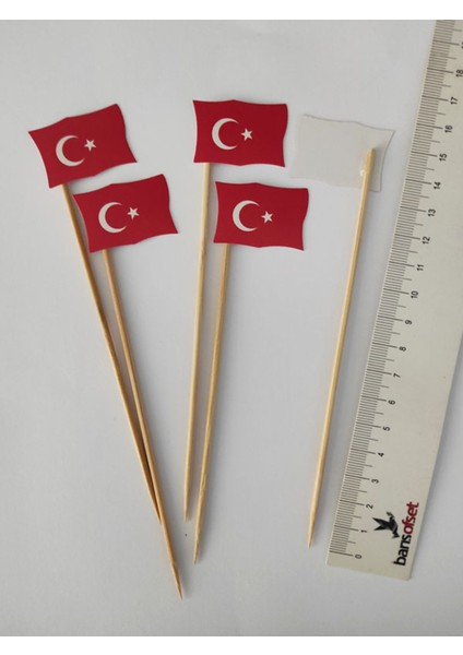 15 cm Uzun Kürdan - 30 Adet Dekoratif Küçük Karton Ay Yıldız Baskılı Pasta Kürdanı fiyatları