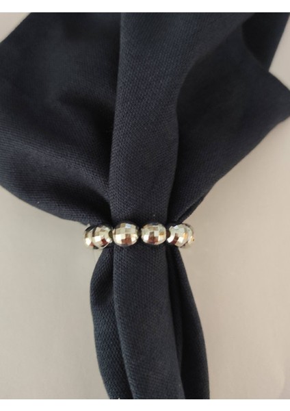 12 Adet Gümüş Küçük Disko Topu Boncuklu Halka - Peçete Yüzüğü 4 cm - Inci 8 mm -2 fiyatları