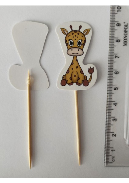 30 Adet Dekoratif Karton Sevimli Zürafa Şeklinde Pasta Kürdanı 6,5 cm modelleri