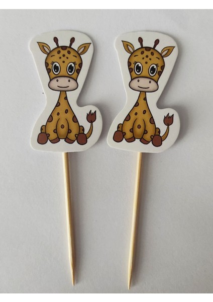 30 Adet Dekoratif Karton Sevimli Zürafa Şeklinde Pasta Kürdanı 6,5 cm fırsatları