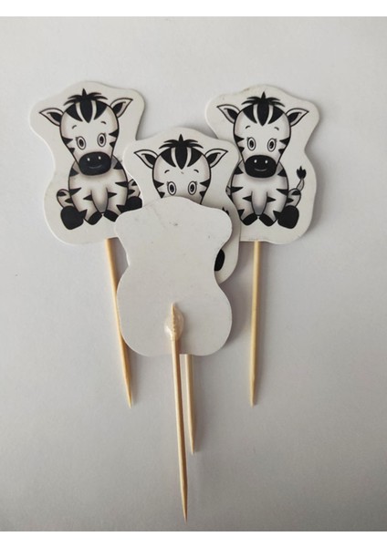 30 Adet Dekoratif Karton Sevimli Zebra Şeklinde Pasta Kürdanı 6,5 cm fiyatları