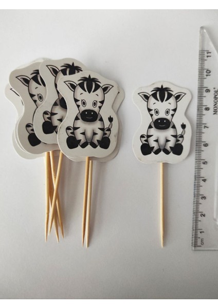 30 Adet Dekoratif Karton Sevimli Zebra Şeklinde Pasta Kürdanı 6,5 cm fırsatları