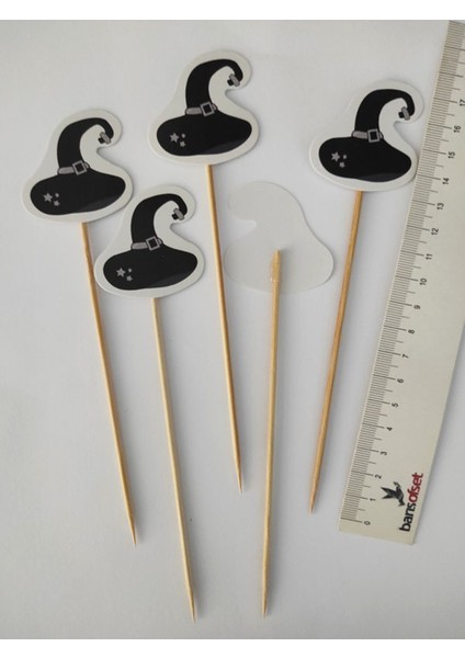 15 cm Uzun Kürdan-30 Adet Dekoratif Karton Cadı Şapkası Şeklinde Cadılar Bayramı Kürdanı - Halloween fiyatları