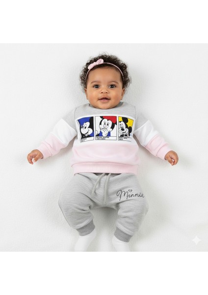 Happy Mickey ve Minnie Mouse Desenli Kız Bebek Takım 3-18 Ay fiyatları