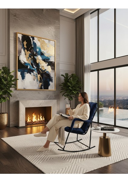 Premium Sallanır Sandalye & Dinlenme Koltuğu | Modern Tv Koltuğu, Ergonomik Minderli ve Yastıklı Rahat Koltuk - Lacivert fiyatları