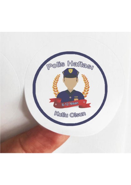 24 Adet 4 cm Polis Haftası Kutlu Olsun Baskılı Mat Etiket Sticker - Model 2