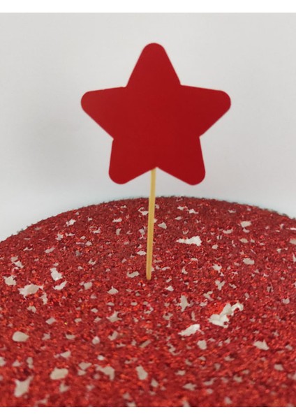 30 Adet Dekoratif Karton Kırmızı Yıldız Şeklinde Pasta Kürdanı 6,5 Cm-Kırmızı Yıldızlı Kürdan