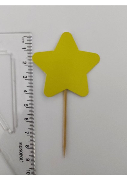 30 Adet Dekoratif Karton Sarı Yıldız Şeklinde Pasta Kürdanı 6,5 cm - Sarı Yıldızlı Kokteyl Kürdanı fiyatları