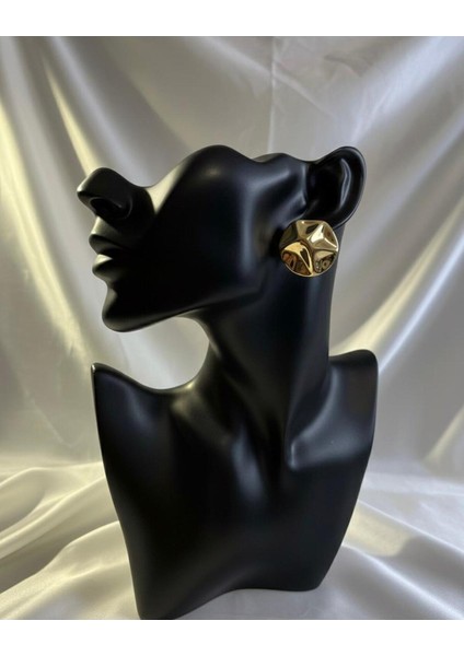 Gold Şık Gösterişli Yuvarlak Form Plaka Dalgalı Küpe fiyatları