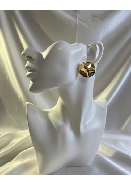 Gold Şık Gösterişli Yuvarlak Form Plaka Dalgalı Küpe fırsatları