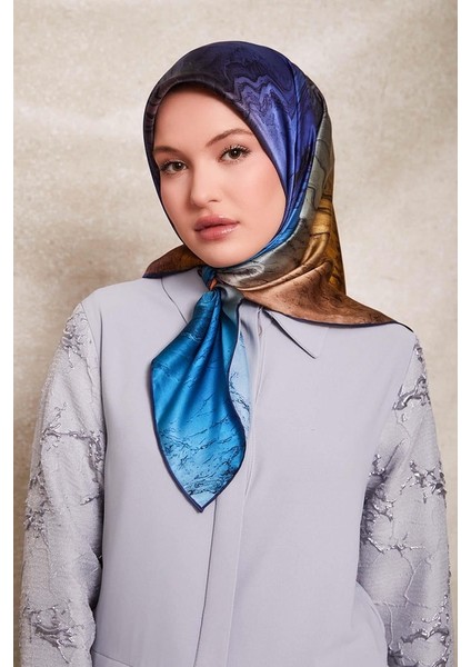 Kahve - Gold Karmaşık Desen Sura Ipek EŞARP-0910