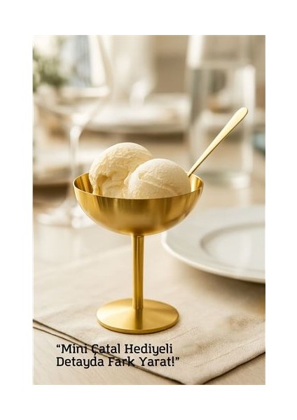 Gold Inox Çelik Ayaklı Dondurma ve Sunum Kasesi – Tatlı, Lokum ve Sunum Kabı