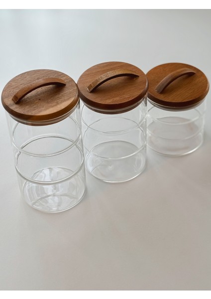 Akasya Vakum Kapaklı Cam Kavanoz Seti