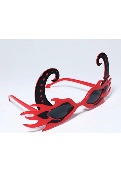 Siyah Boynuzlu Kırmızı Renk Alevli Parti Gözlüğü 21X10 cm fiyatları