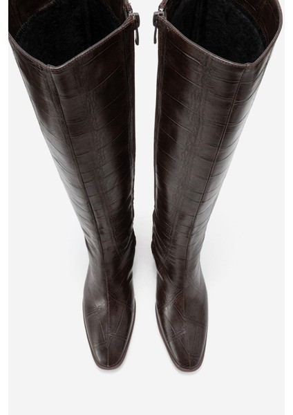 Venıa Kahverengi Baskı Kadın Kalın Topuklu Çizme fiyatları