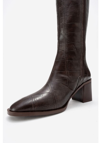 Venıa Kahverengi Baskı Kadın Kalın Topuklu Çizme fırsatları