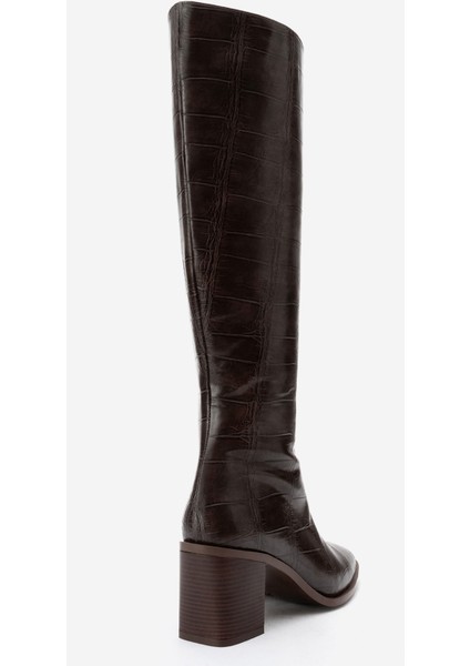 Venıa Kahverengi Baskı Kadın Kalın Topuklu Çizme indirimleri