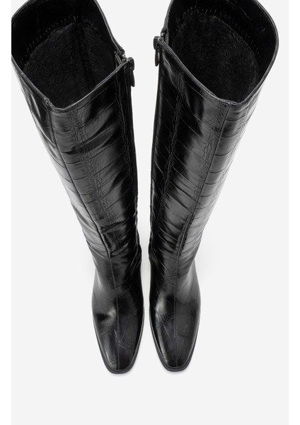 Venıa Siyah Baskı Kadın Kalın Topuklu Çizme fiyatları