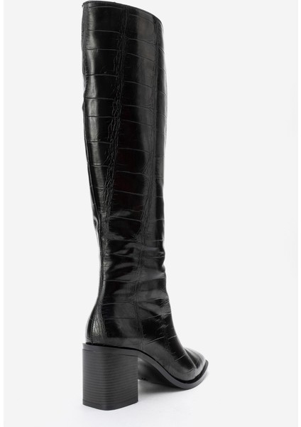 Venıa Siyah Baskı Kadın Kalın Topuklu Çizme indirimleri