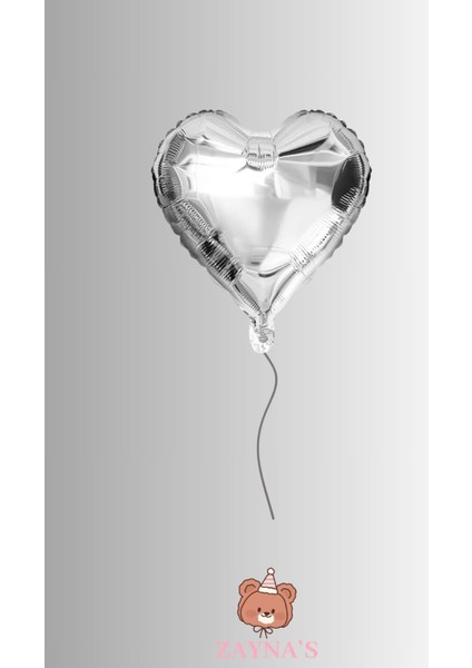 Gümüş Renk Kalp Folyo Balon 62 cm