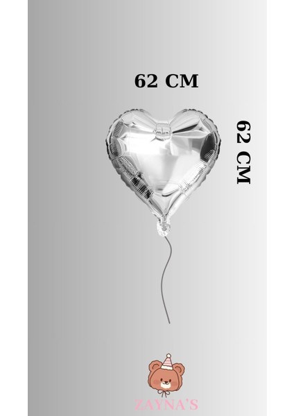 Gümüş Renk Kalp Folyo Balon 62 cm fiyatları
