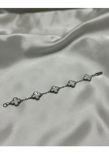 Kadın Çelik Gümüş Beyaz Taşlı Paslanmaz Bileklik fiyatları