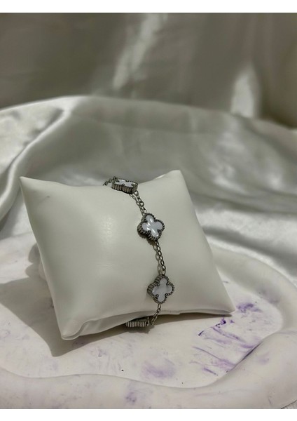 Kadın Çelik Gümüş Beyaz Taşlı Paslanmaz Bileklik modelleri