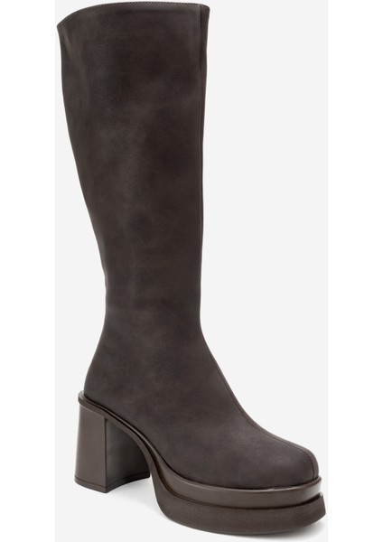 Carm Kahverengi Nubuk Platform Topuklu Kadın Çizme modelleri