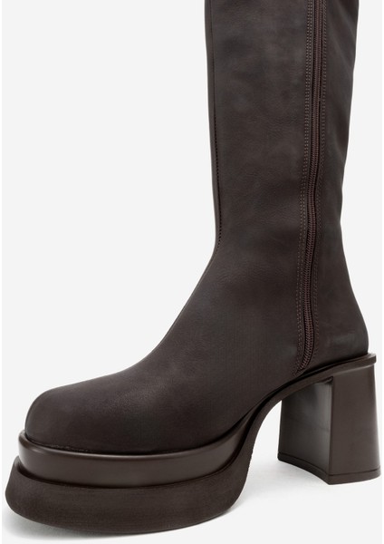 Carm Kahverengi Nubuk Platform Topuklu Kadın Çizme fırsatları