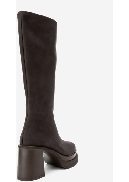 Carm Kahverengi Nubuk Platform Topuklu Kadın Çizme indirimleri