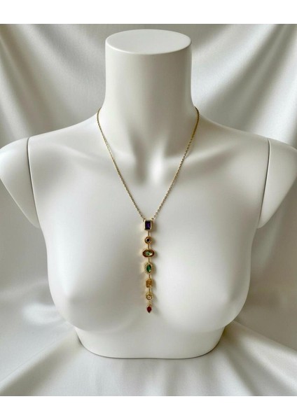 7 Element Y Şeklinde Çelik Kolye-Gold ve Gümüş Renk Şık ve Modern Tasarım fiyatları