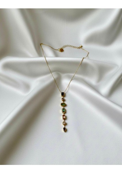 7 Element Y Şeklinde Çelik Kolye-Gold ve Gümüş Renk Şık ve Modern Tasarım modelleri