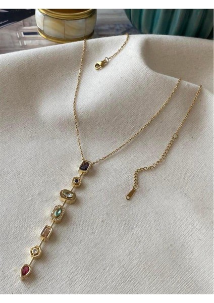 7 Element Y Şeklinde Çelik Kolye-Gold ve Gümüş Renk Şık ve Modern Tasarım indirimleri