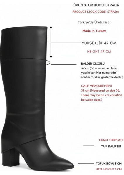 Strada Siyah Mat Tak-Çıkar Konçlu (8 cm Topuk Boyu ) Günlük Kullanım Bot ve Çizme fiyatları